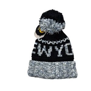 Robin Ruth New York Pom Beanie Black Gray White OSFM (NWT)